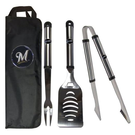 MLB Milwaukee Brewers Stainless Steel BBQ Set with Bag