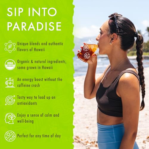 Image of Hawaiian Natural Passion Fruit Orange Organic Tea, Green & Black - 20 Bags | Tropical fruit flavored tea blend; perfect daily cup and thoughtful gift