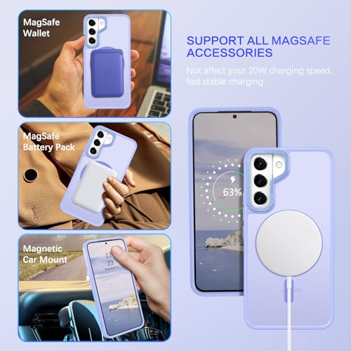 Image of BENTOBEN for Samsung Galaxy S22 Case, Galaxy S22 Magnetic Case [Compatible with MagSafe] Translucent Matte Slim Shockproof Women Men Protective Case Cover for Samsung Galaxy S22 6.1 inch, Lavender