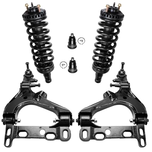 Image of Detroit Axle - Front End Suspension Kit for Chevy Trailblazer EXT GMC Envoy XL XUV Buick Rainier, 2 Lower Control Arms w /Ball Joints 2 Ready Struts 2 Upper Ball Joint Replacement 6pc Suspension Kit