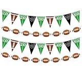 4pcs Football Party Decorations Pre-Strung Football Hanging Garland Triangle Flags Banner for Sports Themed Baby Shower Birthday Party Decorations