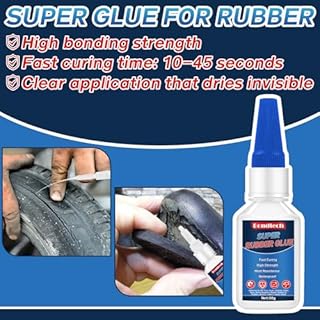 Rubber Glue 30 g, Super Glue for Rubber, Clear Instant Adhesive for Tire, Shoes, Belt, Soles, Hose, Mat & Neoprene Repair and More, Waterproof, Heat-Resistant (Clear, 30 Grams * 1 Pack, Rubber Glue)