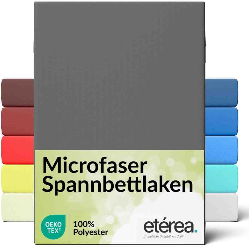 etérea Microfaser Spannbettlaken 100×200-120×200 cm – glattes, feines Mikrofaser Spannbetttuch auch 100% Polyester, Bettlaken mit ca. 25 cm…