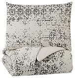 Signature Design by Ashley Addey Distressed Geometric Comforter Set with 2 Shams, King, Dark Gray &