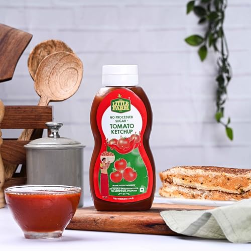 Image of THE LITTLE FARM CO Healthy Jaggery Tomato Ketchup (220g) | No Added Preservatives, No Refined Sugar & No Chemicals | Sweet & Tangy Tomato Sauce Made with Fresh & Natural Ingredients