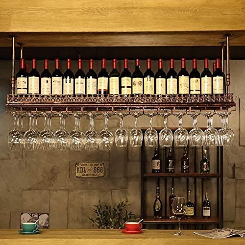 Porte-bouteilles suspendu à l'envers pour libérer l'espace et protéger vos verres