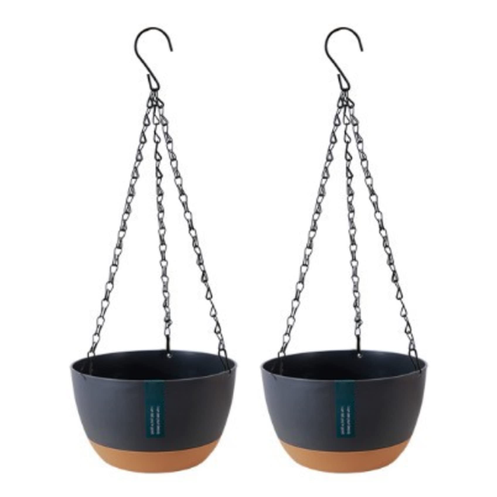 Hintyne Flower Pots Hanging Plant Pot 9.5 Inch Plastic Hanging Planter Flower Pots with Drainage Holes & Removable Saucer for Garden Home Decor 2Pcs Dark Grey