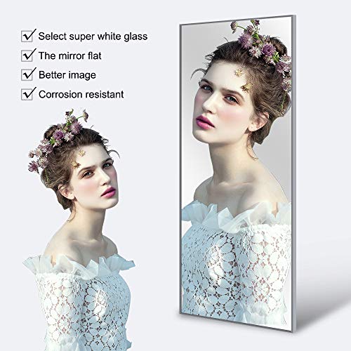 Image of NeuType Full Length Bedroom Wall-Mounted Floor Mirror with Standing Holder (Sapphire)