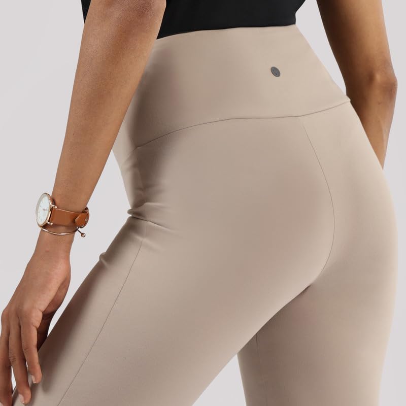 Image of BlissClub Women's Comfort Fit Mid Rise Ultimate Slit Flare Pants - Lite Tall |Above 5'5 | Stylish Slits | Stretchy | Comfortable | Back Pocket