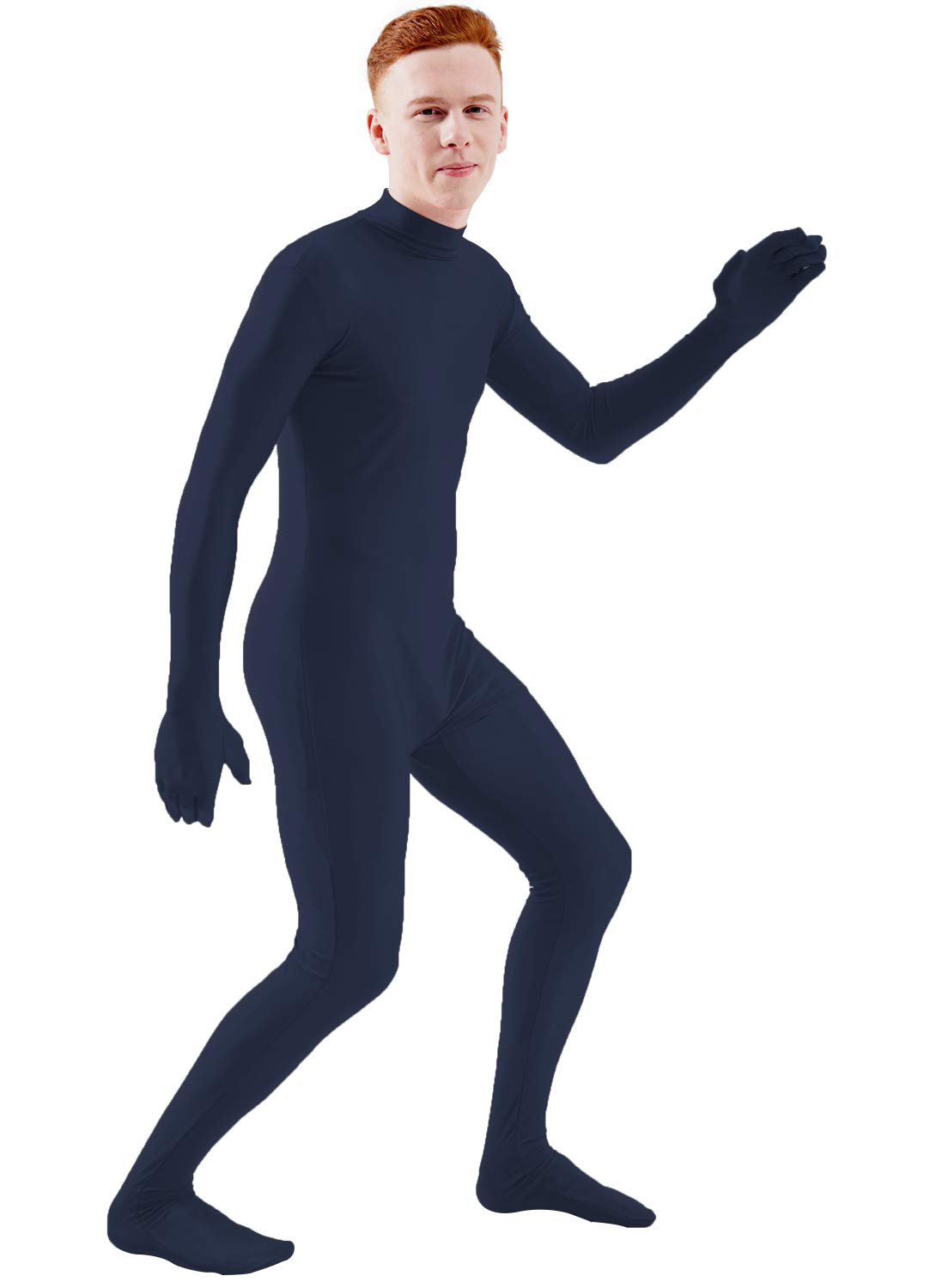 Ensnovo Mens Mock Neck Full Body Unitard Spandex Zentai Suits Costumes
