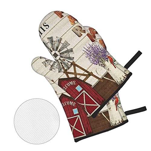Oven-Mitts-and-Pot-Holders-Sets-of-4Farmhouse-Windmill-and-Barn-House-Lavender-Cardinal-Bird-Country-StyleOven-Mitts-Heat-Resistant-Oven-Gloves-Set-Potholders-for-Kitchen-Baking-Grilling Oven Mitts and Pot Holders Sets of 4Farmhouse Windmill and Barn House Lavender Cardinal Bird Country StyleOven Mitts Heat Resistant Oven Gloves Set Potholders for Kitchen Baking Grilling