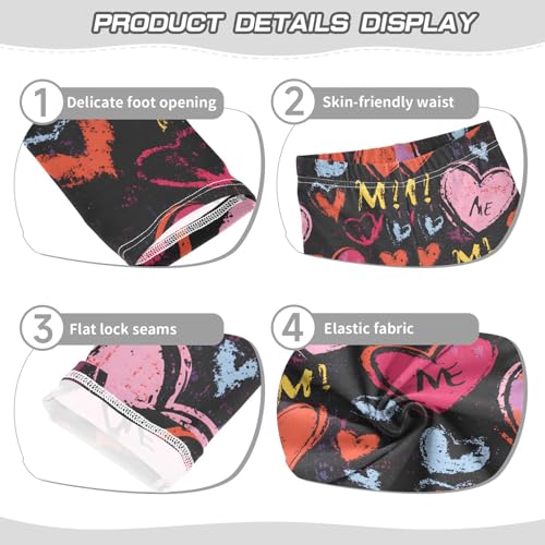 Hearts Black Background Girls Leggings Athletic Pants Tights Stretch Bottom3