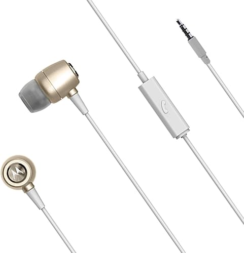 Miniatura 4 de Motorola SH009GD Auriculares de metal, dorado, IPX4 impermeables, ligeros, auriculares con cable intrauditivos, aislamiento de ruido, micrófono en
