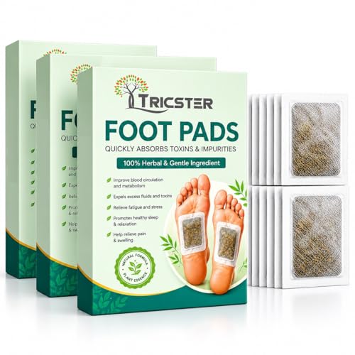 Image of TRICSTER Detox Foot Patches for Deep Cleansing & Relaxation | Natural Bamboo Vinegar Ginger Foot Pads for Toxin Removal, Stress Relief, Better Sleep & Foot Care | Herbal Foot Patch for Men & Women (Pack of 30)