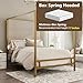 LUMISOL Queen Metal Canopy Bed with Tall Velvet Fabric Upholstered Headboard, 4-Poster Bed Canopy Bed Frame, Queen Canopy Platform Bed Metal, Box Spring Needed, Gold
