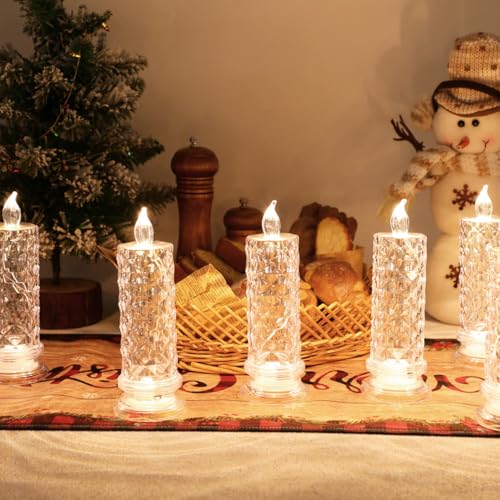 Bougies LED rose x6 avec base stable pour décoration de table