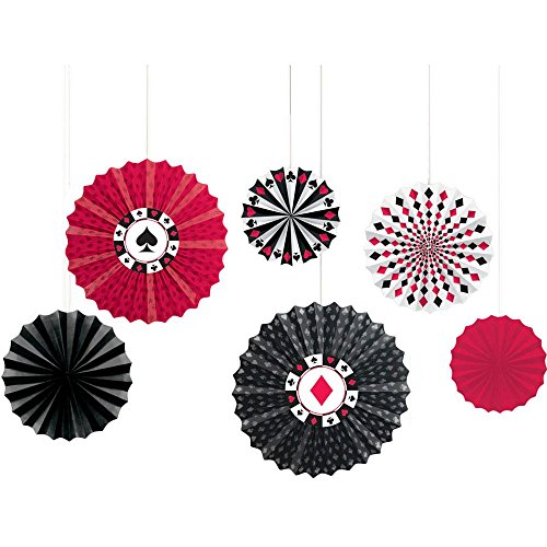 Casino Printed Paper Party Fan Decoration Set
