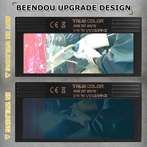 Beendou Auto Darkening Welding Lens Shade 10, 2X4.25 With 2Pcs Replacement Outside Cover Lens, True Color Blue Technology, Auto Welding Lens Replacement, Ultra Blue Welding Lens #TOP5