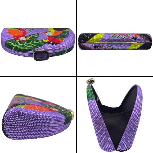 Image of Boutique De FGG Mini Parrot Evening Bags,Women Cocktail Crystal Clutch Bag,Prom Party Bird Handbags Rhinestone Clutch Purse