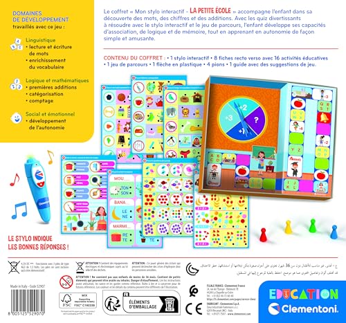 Clementoni | Mon Stylo Interactif – La Petite École pour Enfants 4 à 6 Ans | Jeu Éducatif Interactif | 16 Activités | Stylo Sonore et Lumineux | Préparation à l'École Primaire | | Ideé Cadeau Enfant