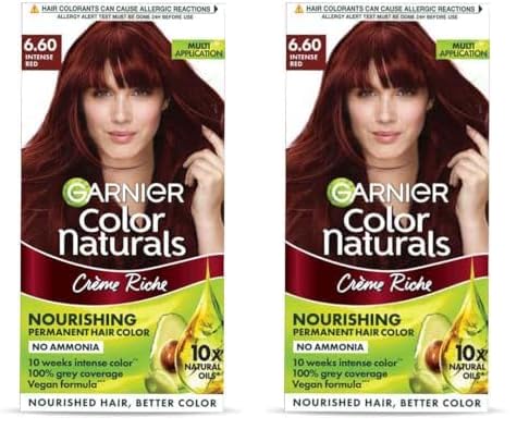 Garnier Color Naturals Crème hair color, Shade 6.60 Intense Red, 70ml + 60g (Pack of 2)