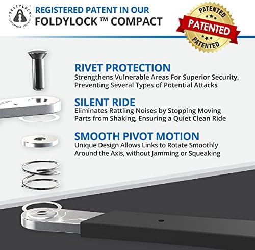 FoldyLock Compact Folding Bike Lock - Award Winning Patented Lightweight High Security Bicycle Lock - Heavy Duty Anti Theft Smart Secure Guard with Key and Case for Bikes or Scooter - 85 cm
