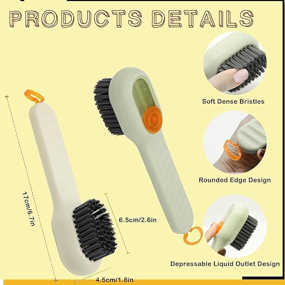 Image of Multi-Purpose Cleaning Brush with Soap Dispenser, Medium Soft Bristles, for Shoes, Clothes and Floor