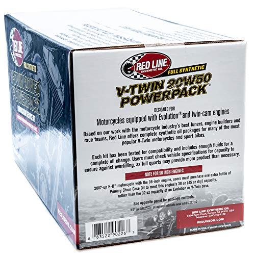 Red Line 90226 Powersport Motor Oil V-Twin 20W50 Powerpack Kit #TOP3