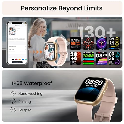 Image of Smart Watch with Alexa Built-in, 1.83 inch HD Touchscreen Fitness Tracker with Bluetooth Calling, Fitness Watch with Heart Rate /Sleep Monitor /120+ Sports, IP68 Waterproof Smartwatch for Android iOS, Pink