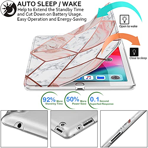 Image of DuraSafe Cases for iPad 9.7 Inch 4 3 2 Generation [iPad 4th 3rd 2nd Old Model ] A1458 A1416 A1395 A1458 A1416 A1395 MC705HN /A MD328HN /A Printed iPad Cover with Frosted Hard Back - Marble Pink