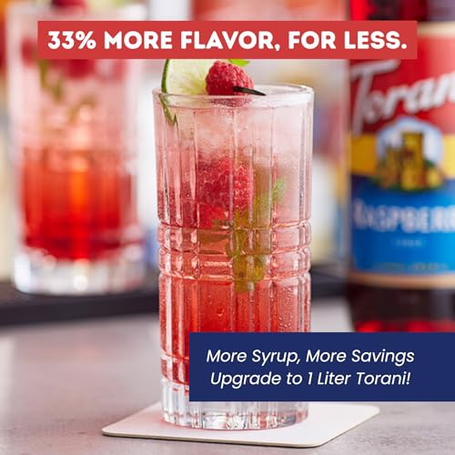 Image of Torani Raspberry Syrup 1L with Pump Berry Flavoring for Coffee & Lemonades