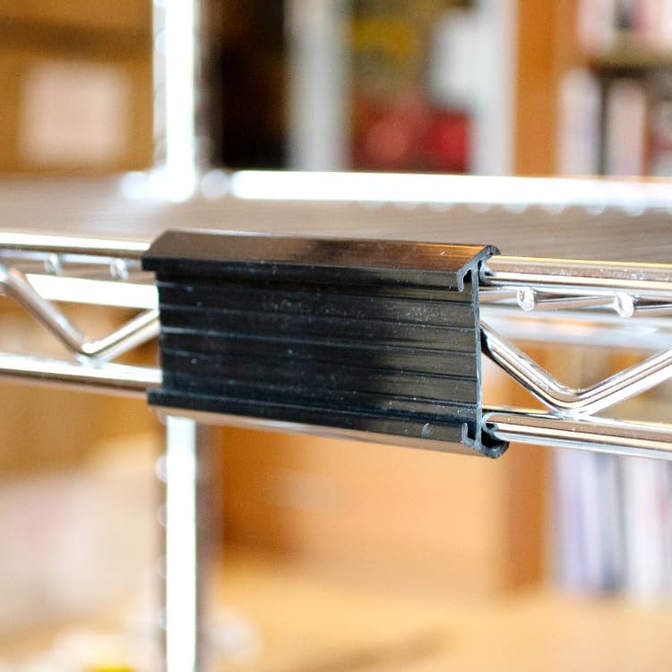 12 Pack Wire Shelf Label Holder Plastic Black 3” Long, Wire Shelving Rack Label Holder Compatible with Metro Shelves, Shelf Tags Shelving Clips for Heavy Duty Commercial Use image 4
