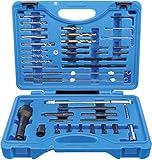 1 Zentriervorrichtung mit Kugellager und Zugspindel | 2 Spindelmuttern | 2 Spiralbohrer-Halter | 1 Zentrierhülse | 1 Ausziehhülse