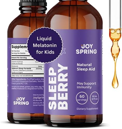 Sleepberry Liquid Melatonin for Kids with Elderberry - Melatonin 3MG for Natural Sleep Support - Liquid Melatonin Kids, Teens & Adults Can Take with Vitamin D - Sugar Free Childrens Melatonin