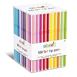 abeec Set of 100 Assorted Felt Tips for Kids 3+ - 20 Different Coloured Pens in a Box – Colouring Set for Arts and Crafts Supplies