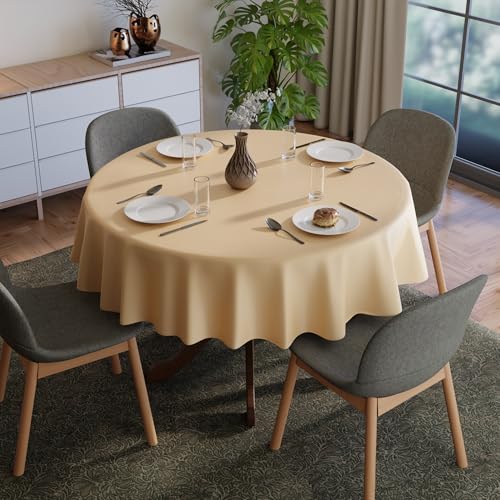 Image of Encasa XO Dining Table Cloth 4 Seater, Satin Table Cover 56 inch Round