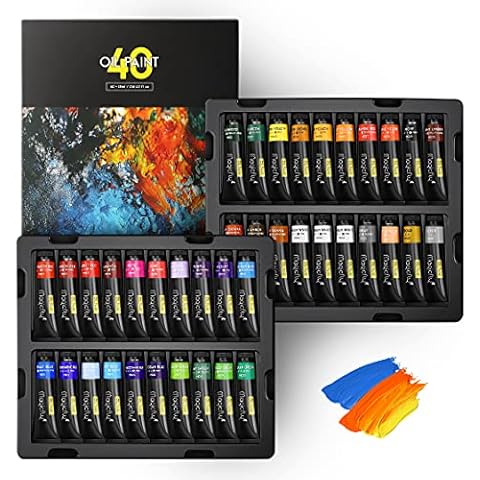 Oil Paint, 40pcs (18ml/0.6oz) with Storage Box, Rich Pigments, Vibrant, Non Toxic Paints for Professional Artist, Hobby Painters & Kids, Ideal for Canvas Painting Cover