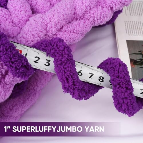 Image of 8 Packs Jumbo Chunky Chenille Yarn - 2040g(72oz) 245 Yards (224m) Bulky Yarn - Chunky Yarn for Hand Knitting Blanket,Cushions, Pet Bed - Soft and Durable(Violet)