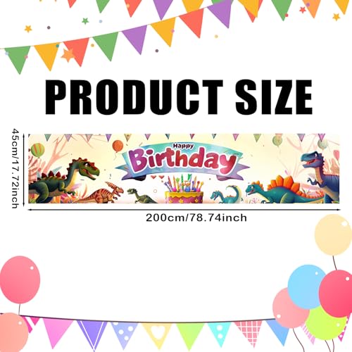 Image of Nuxovilar Dinosaur Birthday Banner 78x17 inch Polyester