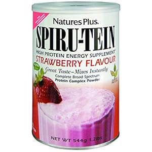 NaturesPlus SPIRU-TEIN, Strawberry – 1.2 lb – Plant-Based Protein Shake – Non-GMO, Vegetarian, Gluten Free – 16 Servings
