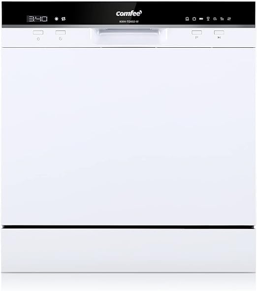 COMFEE' Table Top Dishwasher TD802 Compact Dishwasher with 8 Place Settings, 7 Programmes, LED