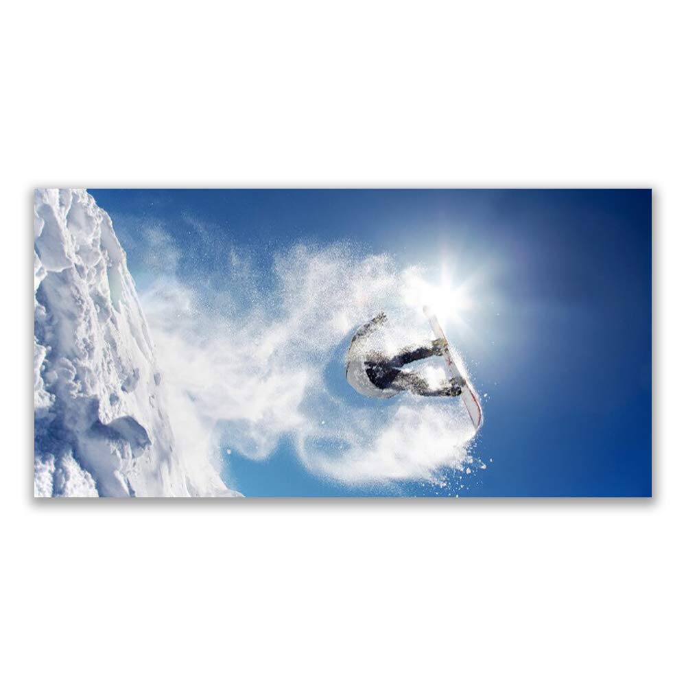 Impression sur toile 120x60cm de haute qualité au design moderne sport art neige