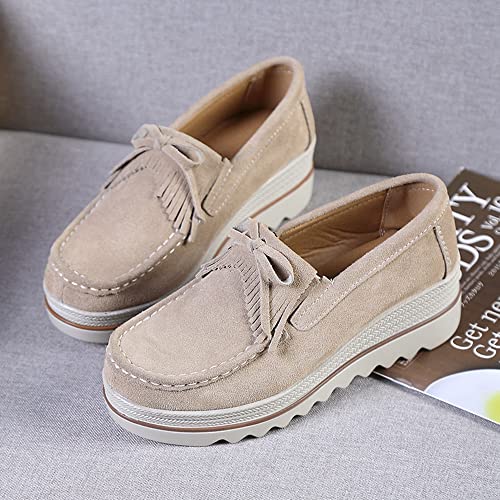 Image of YING LAN Women Slip On Loafers Comfort Suede Moccasins Wide Low Top Shoes