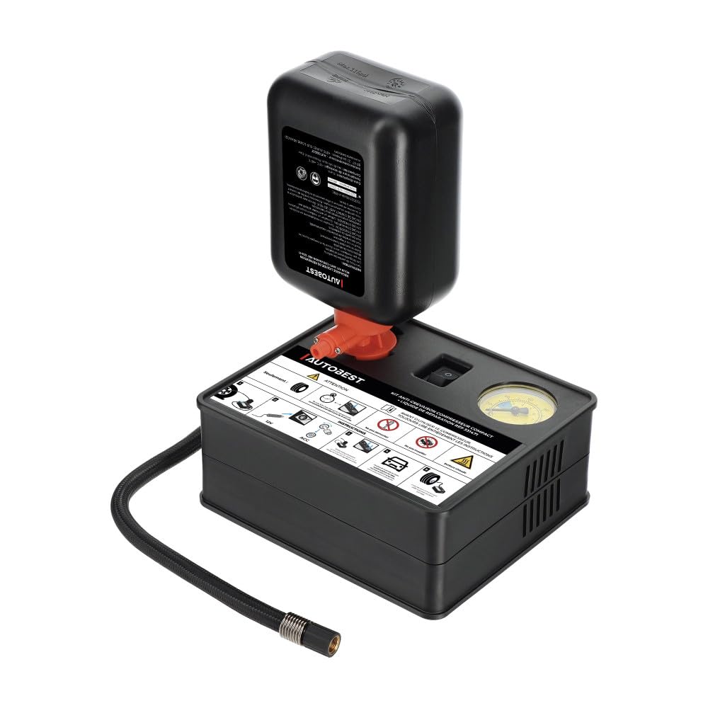 Autobest Kit anti foratura compressore compatto + liquido di riparazione