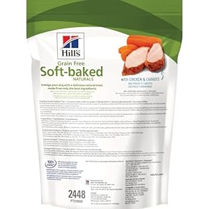 Hill’s Grain Free Soft Baked Naturals, All Life Stages, Great Taste, Dog Treats, Chicken & Carrots, 8 oz Bag