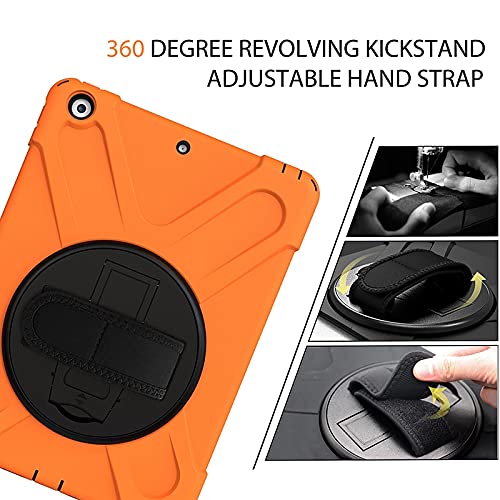 Protection iPad 10.2 robuste orange housse silicone antichoc rotative