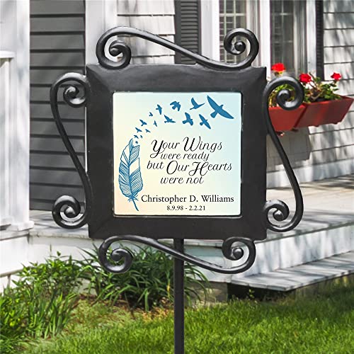 image for GiftsForYouNow Wrought Iron Personalized Memorial Garden Stake with Cu
