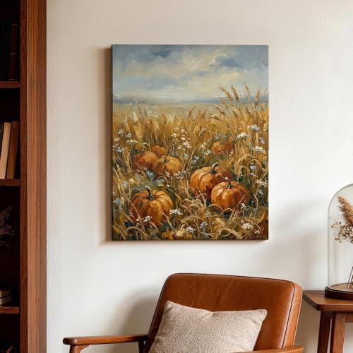 Lienzo de calabazas rústico para dar un cálido toque de otoño a tu sala de estar 3