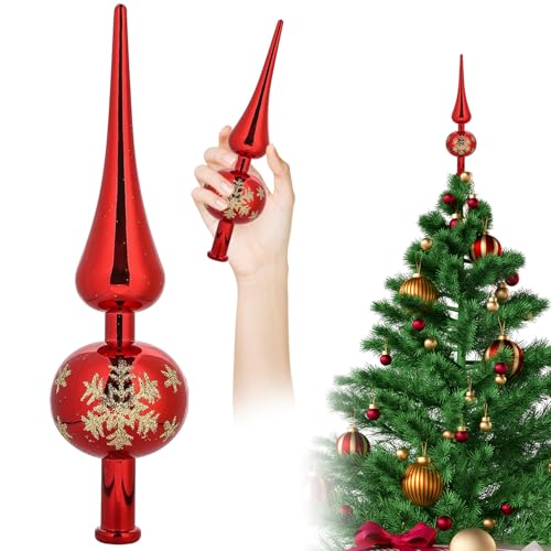 LETTERASHQP Weihnachtsbaumspitze Rot Christbaumspitze Klein Glänzend...