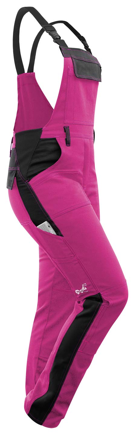strongAnt Peto elástico de Trabajo para Mujer, pantalones de trabajo con bolsillos para rodillera - Negra Blanca Rosa